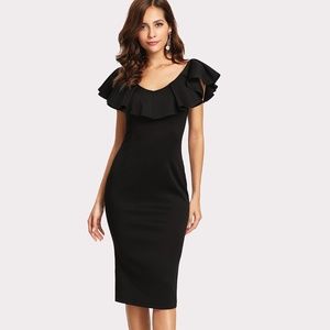Flounce Neck Midi Dress - BRAND NEW